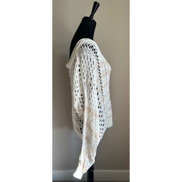 JOHN + JENN Women's Cream Striped Cable Loose Knit Oversized Sweater Size M - Picture 6 of 8